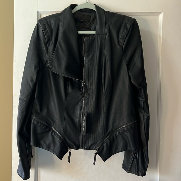 Women’s black leather moto jacket size XL. NWT. - Picture 1 of 7